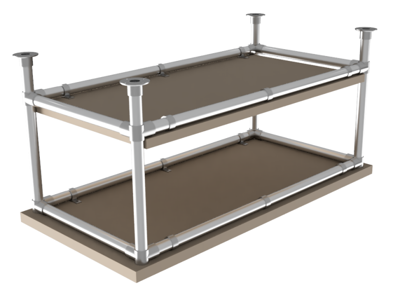 Werktafel werkbank 2,44 x 1,22 m - Multiplex werkblad 40 mm - gegalvaniseerd onderstel Ø 42,4 mm