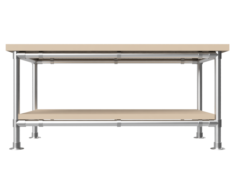 Werktafel werkbank 2,44 x 1,22 m - Multiplex werkblad 40 mm - gegalvaniseerd onderstel Ø 42,4 mm