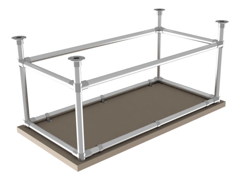 Werktafel 2,44 x 1,22 m - Multiplex werkblad 40 mm - gegalvaniseerd onderstel Ø 33,7 mm