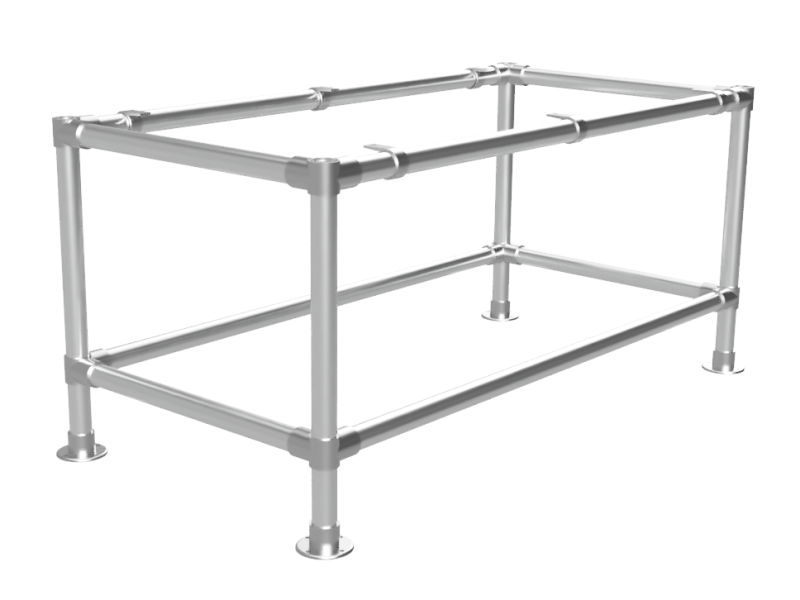 Werktafel 2,44 x 1,22 m - Multiplex werkblad 40 mm - gegalvaniseerd onderstel Ø 33,7 mm