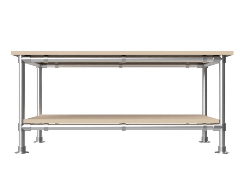 Werktafel werkbank op maat - Multiplex werkblad 25 mm - gegalvaniseerd onderstel Ø 33,7 mm