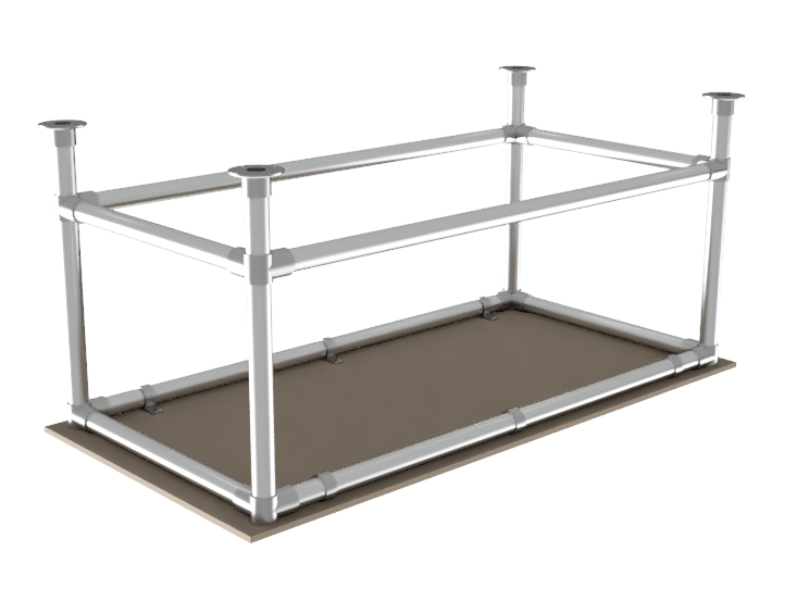 Werktafel op maat - MDF werkblad 18 mm - gegalvaniseerd onderstel Ø 33,7 mm