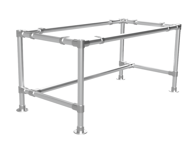 Werktafel op maat - MDF werkblad 18 mm - gegalvaniseerd onderstel Ø 48,3 mm