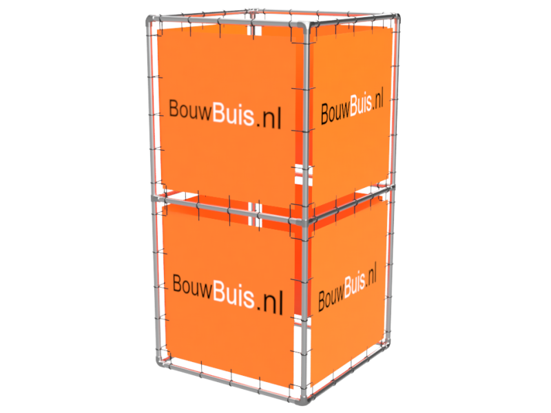 Spandoek frame cube zuil (zonder spandoek) uit aluminium buis Ø 33,7 mm 