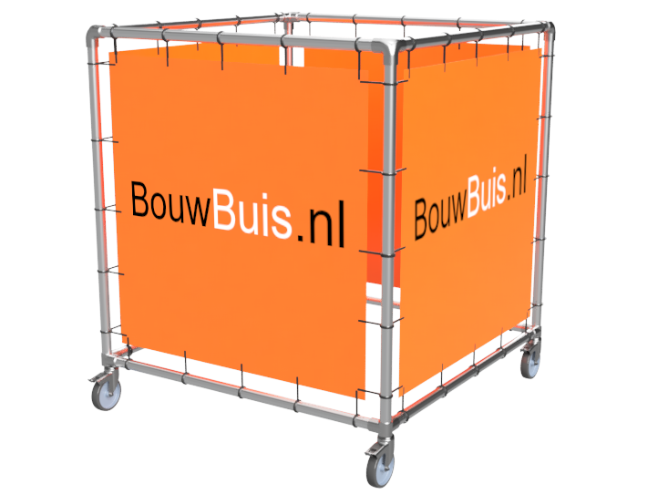 Spandoek frame cube (zonder spandoek) uit aluminium buis Ø 33,7 mm en wielen Ø 75 mm