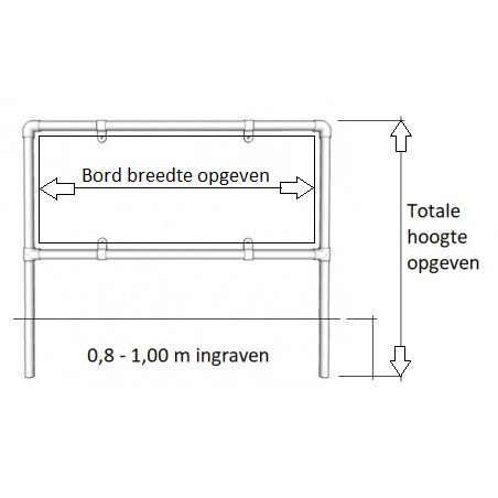 Reclameframe voor bord uit buis Ø 48,3 mm staal, gegalvaniseerd