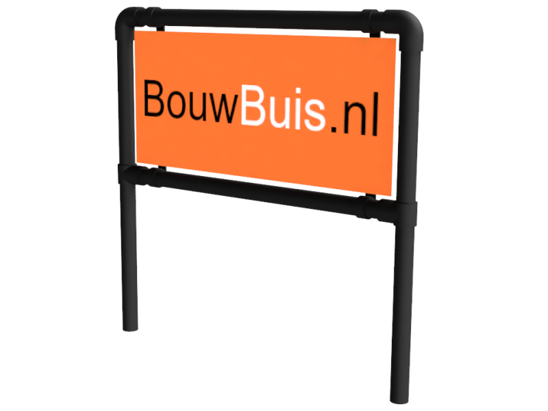 Reclameframe voor bord uit buis Ø 33,7 mm zwart aluminium