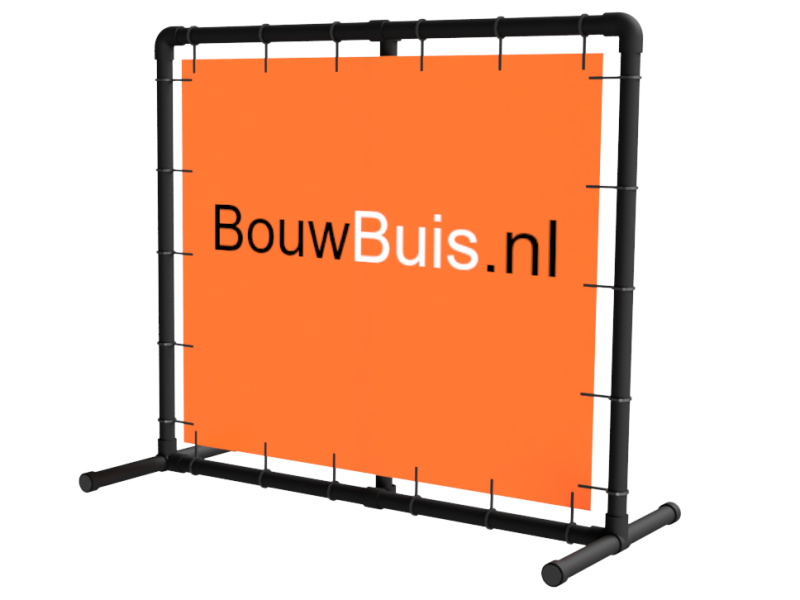 Beurs spandoek frame (zonder spandoek en elastieken) uit buis Ø 33,7 mm zwart aluminium