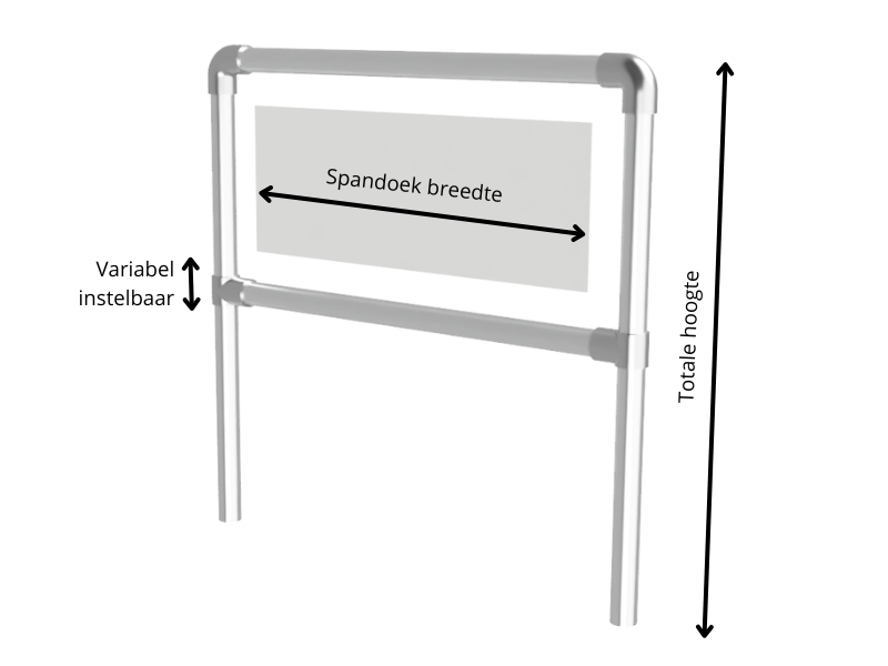 Spandoekframe zonder tussenbuis voor spandoek (excl. spandoek) buis Ø 33,7 mm gegalvaniseerd