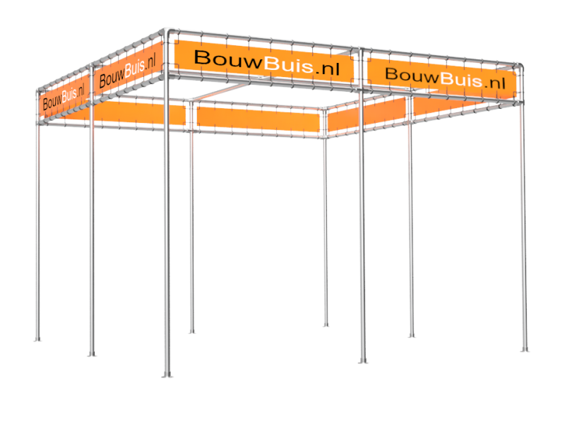 Beursstand spandoekframe (zonder spandoeken) uit buis Ø 42,4 mm aluminium