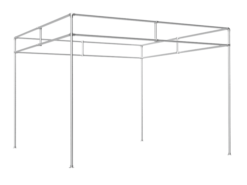 Beursstand pergola (zonder spandoeken) uit buis Ø 48,3 mm aluminium