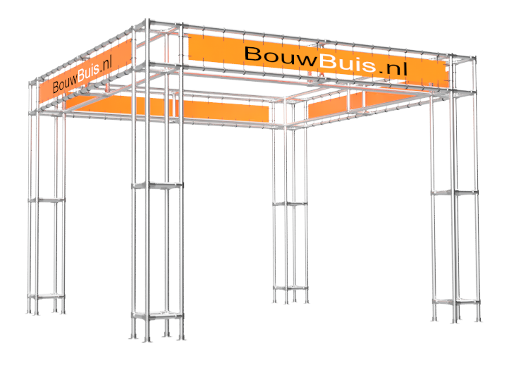 Beursstand Stage tot 4 m op maat modulaire standbouw uit buis Ø 42,4 mm aluminium