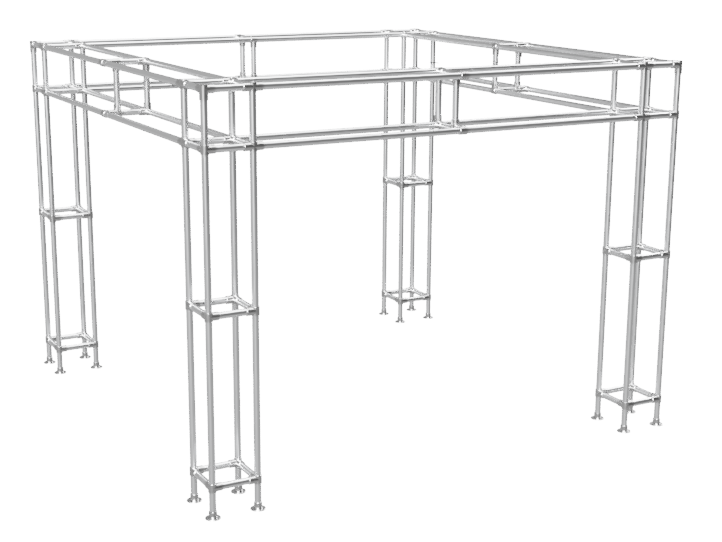 Beursstand Stage tot 4 m op maat modulaire standbouw uit buis Ø 42,4 mm aluminium