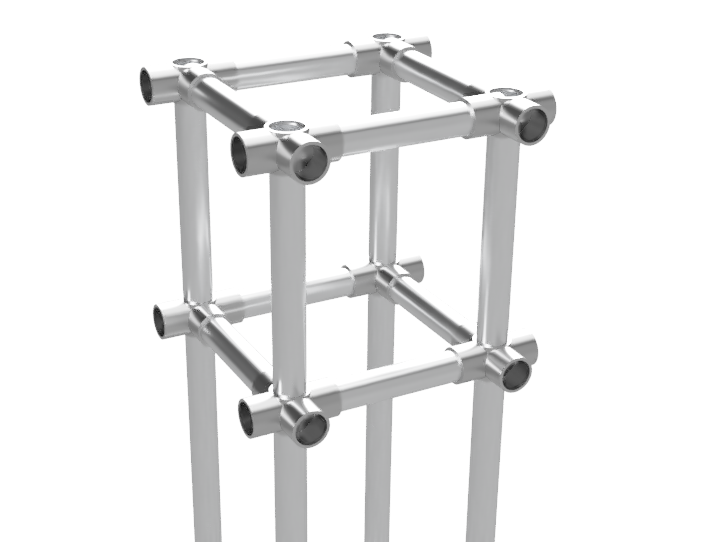 Staander  T verbinding beursstand modulair op maat uit buis Ø 42,4 mm aluminium