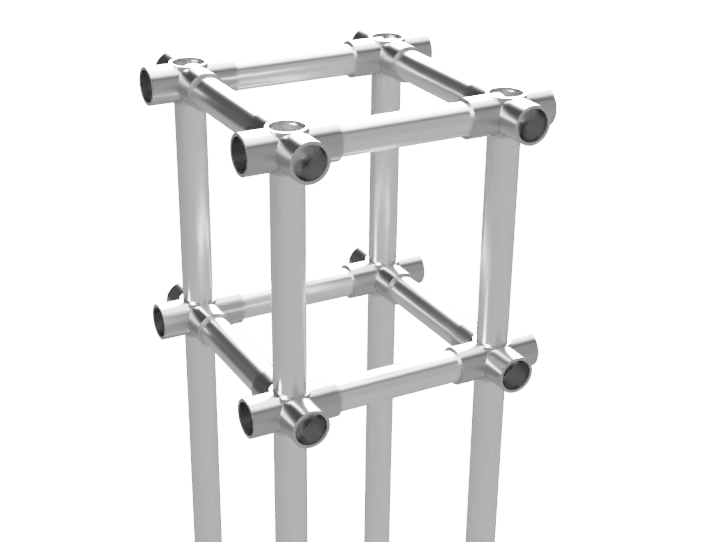 Staander kruis verbinding beursstand modulair op maat uit buis Ø 42,4 mm aluminium