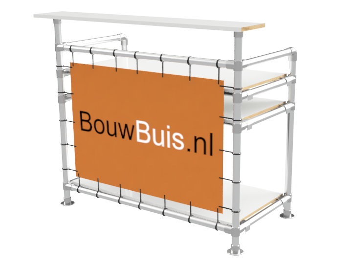 Balie bar stand frame (zonder werkbladen en reclamebord of spandoek) uit buis Ø 33 mm aluminium