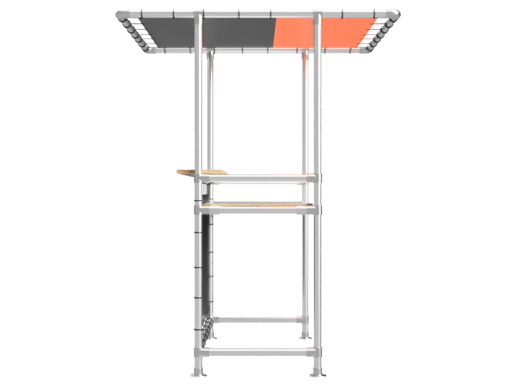 Balie bar stand inclusief 1 werkblad (zonder reclamebord of spandoekframe) uit steigerbuis Ø 26,9 mm