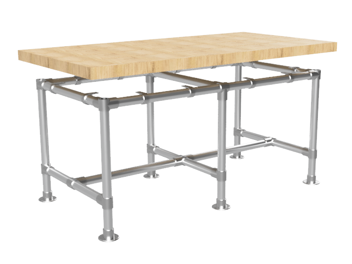 Tafel onderstel lang met uit gegalvaniseerde buis Ø 42,4 mm