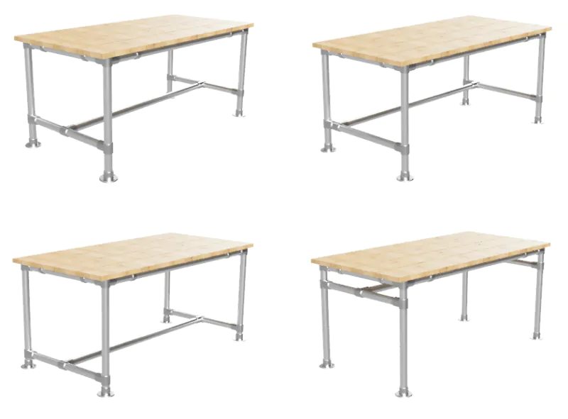 Tafel onderstel lang met uit gegalvaniseerde buis Ø 42,4 mm