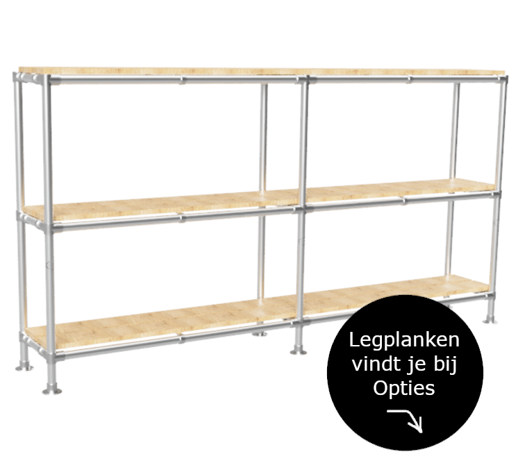 Steigerbuis Kast Lang met 5 etages uit buis Ø 42,4 mm excl planken