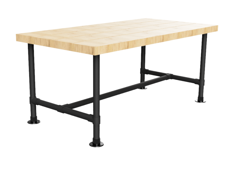 Zwarte steigerbuis onderstel tafel uit buis Ø 26,9 mm zwenkwielen Ø 125 mm