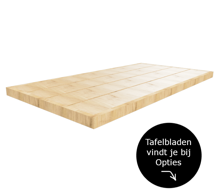 Zwarte steigerbuis onderstel tafel uit buis Ø 26,9 mm zwenkwielen Ø 125 mm