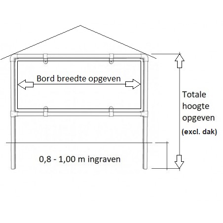 Makelaars reclameframe voor bord of spandoek uit buis Ø 33,7 mm staal, gegalvaniseerd