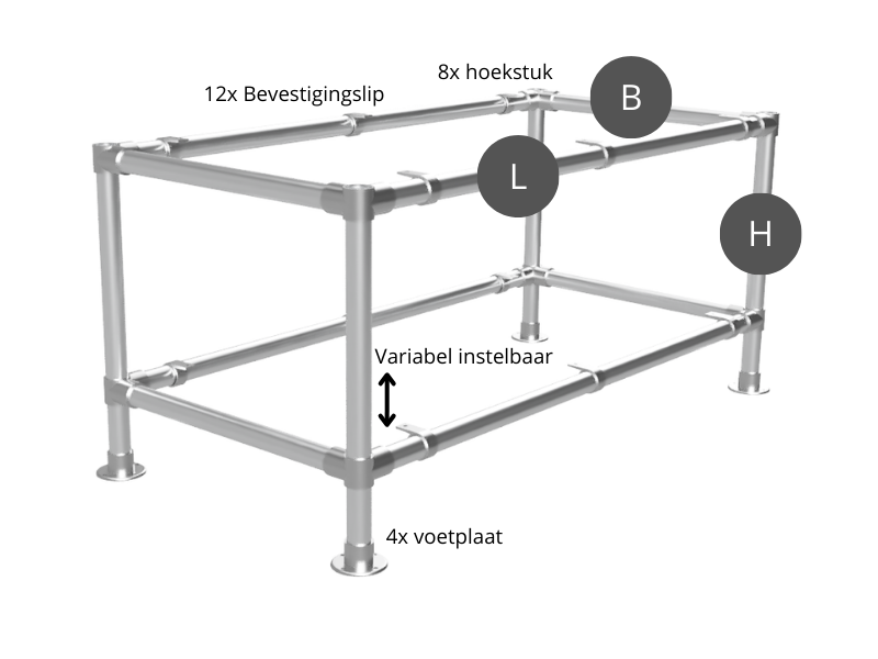 Werktafel werkbank 2,44 x 1,22 m - Multiplex werkblad 40 mm - gegalvaniseerd onderstel Ø 42,4 mm