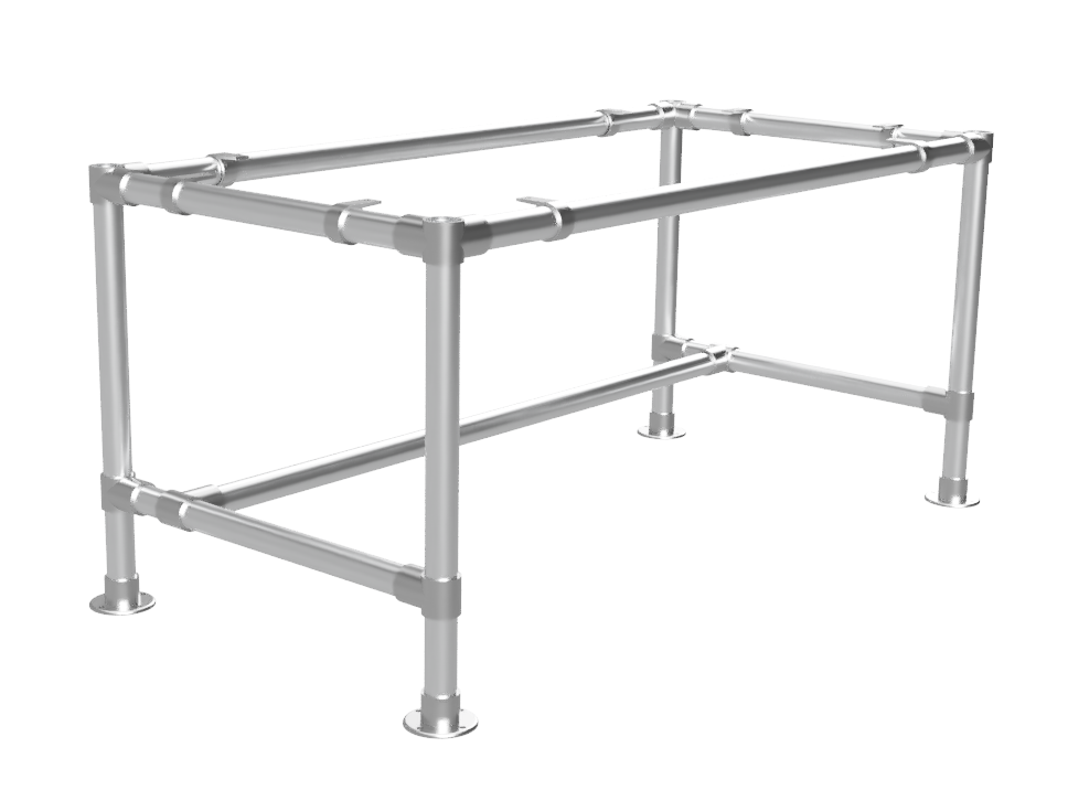 Werktafel op maat - MDF werkblad 18 mm - gegalvaniseerd onderstel Ø 33,7 mm