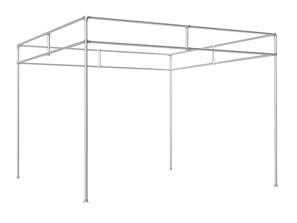 Beursstand pergola (zonder spandoeken) uit buis Ø 42,4 mm aluminium